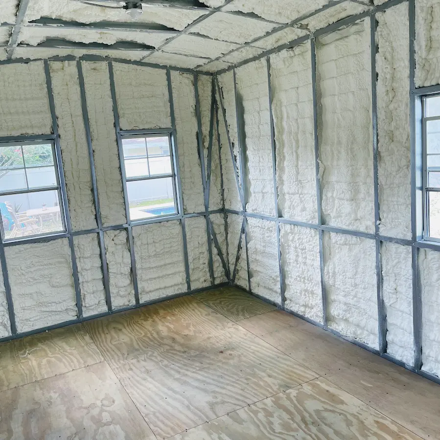 Closed-cell spray foam insulation applied to wall cavities in a residential project in East Rockhill